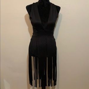 Fringe body suit dress